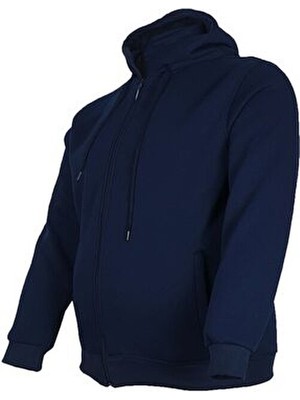 Büyük Beden Kapşonlu Fermuarlı Kışlık Sweatshirt
