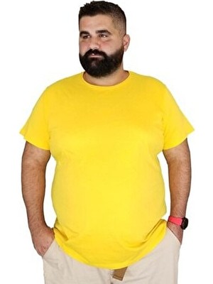 Xanimal Erkek Sarı Büyük Beden Pamuklu T-Shirt Kısa Kol Casual Tarz 4XL Konforlu Kullanım