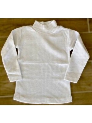 Çocuk Pamuklu Yarım Boğazlı Kışlık Beyaz Badi