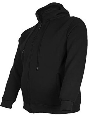 Büyük Beden Kapşonlu Fermuarlı Kışlık Sweatshirt