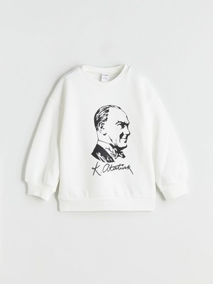 Lc Waikiki Yeni Sezon Bisiklet Yaka Uzun Kollu Atatürk Baskılı Kız Bebek Sweatshirt