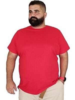 Erkek Kırmızı Büyük Beden Pamuklu Sweatshirt