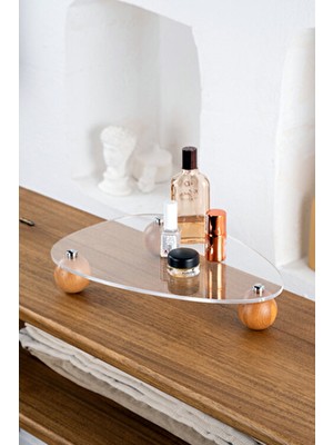 Ahşap Top Ayaklı Pinterest Şeffaf Organizer Düzenleyici Stant Ovalüçgenplex