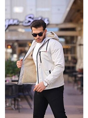 Abillita Içi Kürklü Bej Kışlık Mont Kadın Regular Fit Günlük Kullanım İçin Su İtici Özellikli