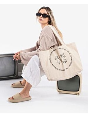 "embrace" Canvas Tote Omuz ve Plaj Çantası