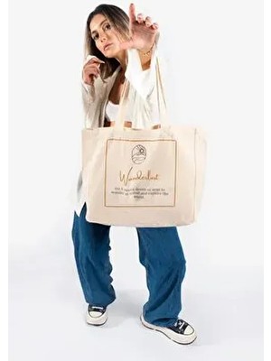 The Lycos "wanderlust" Canvas Tote Omuz ve Plaj Çantası