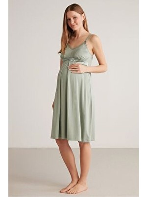 Catherine's Lux Mood Hamile Elbisesi Midi V Yaka Günlük Stil Çiçek Desenli