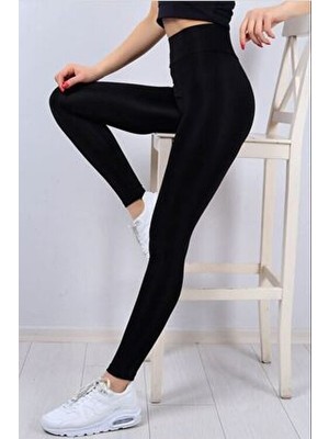 Belirtilmemiş Toparlayıcı Etkili Siyah Yüksek Bel Kadın Slim Fit Tayt Günlük Kullanım İçin Rahat Tasarım