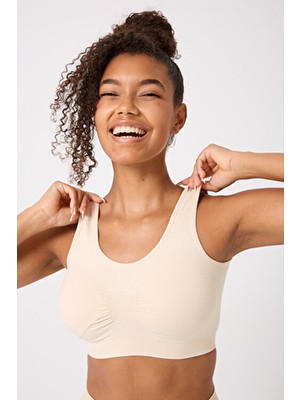 Kadın Dikişsiz Kalın Askılı Esnek Pedli Büstiyer