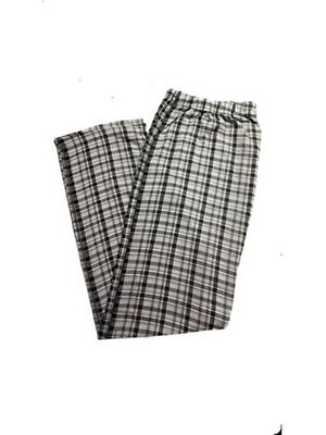 Kozaneli Erkek Gri Ekose Desenli Pamuklu Pijama Altı 213 Rahat Kullanım İçin Likra Özellikli