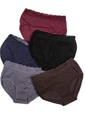 Kadın Külot Büyük Beden 5 Li Paket Likralı Bordo