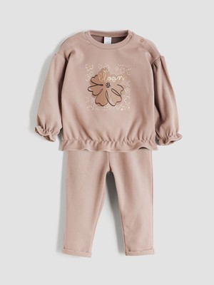 Lc Waikiki Yeni Sezon Çiçek Baskılı Fırfırlı Kız Bebek Sweatshirt ve Eşofman Altı