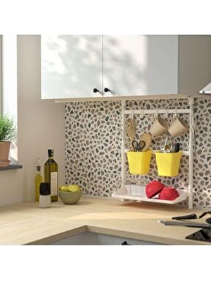 IKEA Duvar Rayı Beyaz Renkli Çelik Malzemeden Yapılmış 45.7 cm Genişlikte Kullanışlı Tasarım