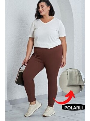 Fit & Fit Tayt Fit & Fit Kadın Yüksek Bel Toparlayıcı Kışlık Polarlı Tayt Geniş Kemer Özellikli Uzun Beden