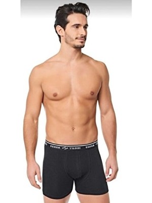 Seher Erkek 6'lı Siyah Likralı Pamuklu Boxer Düz Desenli Tekli Ambalaj