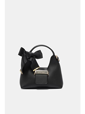 Kadın Çanta Siyah Aksesuar Detaylı Askılı Mini Kadın Omuz Çantası