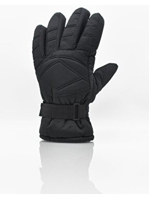 Külah Erkek Siyah Polar Kayak-Kar Eldiveni Su İtici Düz Tasarım ile Sıcaklık Sağlar