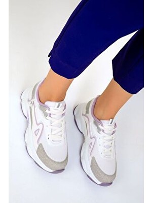 Beyaz-Lila Kadın Sneaker 17834