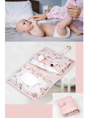 Flosoft Onikiden Bebek Alt Bakım Çantası, Katlanır Organizer Pembe Renkli Tekstil Malzeme ile Pratik Kullanım
