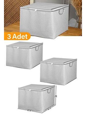 3 Adet - Mini Boy Gri Benekli Kıyafet / Nevresim Hurcu - 45X40X30 cm