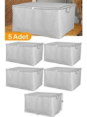 5 Adet - Maxi Boy Gri Benekli Yastık / Battaniye Hurcu - 70X45X40 cm