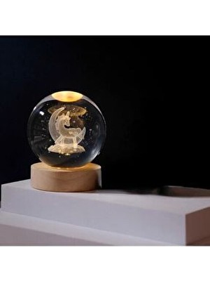 Aysal Store Işıklı Unicorn Cam Küresi Usb'li Renkli Dekoratif Tasarım ile Modern