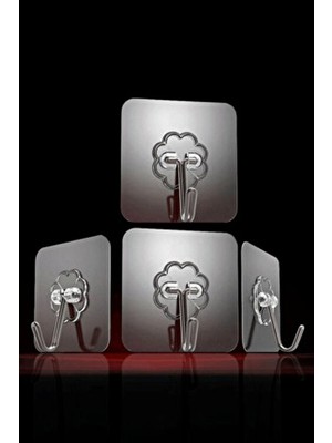 4 Adet Kendinden Yapışkanlı Kapı Duvar Askısı Kancası, Güçlü Yapışkanlı Şeffaf Askı, Yapışkanlı Askı