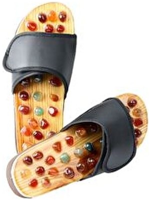 Zeynep Büyükbay Doğal Taş Terlik Suni Deri Ayak Masajı Etkisiyle Rahatlatıcı