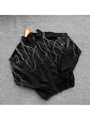 Unisex Rüzgarlık Yağmurluk Siyah Beyaz