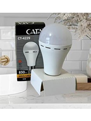 CT4229 Şarjlı 9W Beyaz Işık E27 LED Ampul