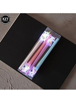 Meyra Accessories Işıklı Unicorn Jel Kalemler 4 Adet Renkli Hediyelik Kırtasiye Seti