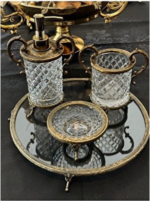 Avangarde Kristal Eskitme 4 Parça Cam Banyo Seti