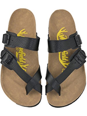 Moosefield Unisex Siyah Deri Terlik Türkiye Menşeli Konforlu Kullanım İçin Tasarlandı