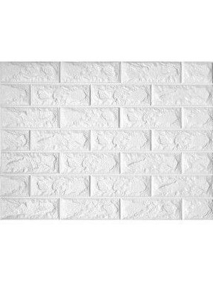 Kendinden Yapışkanlı Beyaz Esnek Köpük Taş Desen Duvar Kağıdı Paneli 50 x 70CM (1 Adet 0,35M²)