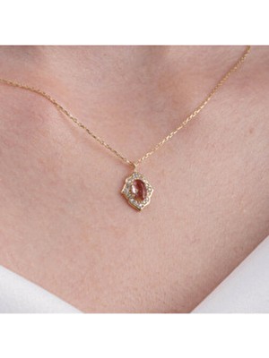 925 Ayar Gümüş Kolye Vintage Tasarım Sarı Maden Doğal Zultanit Taşlı Kadın İçin Şık