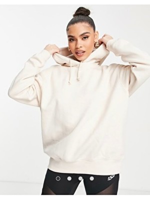 Sportswear Essential Collection Fleece Oversized Hoodie Krem Kadın Sweatshirt