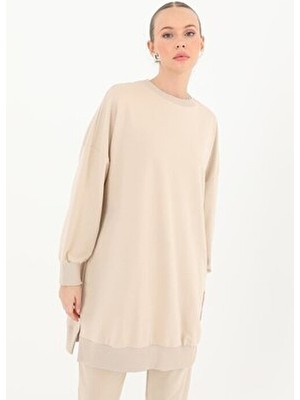 Iki Iplik Düz Renk Ribanalı Sweatshirt 30644