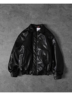 Unisex Premium Oversize Vintage Bomber Deri Ceket
