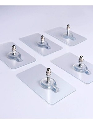 10 Adet Duvar Delmeden Zarar Vermeden Yapışkanlı Askılık Çivi Şeffaf Güçlü Bhl