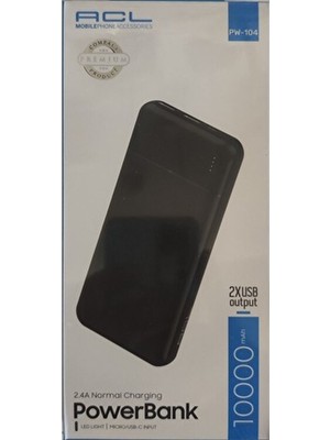 Powerbank 10000MAH 2.4A Normal Charging LED Light Micro/usb-C Input 2xusb Output