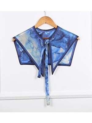 Yeni Stil Omuz Şalları Mavi Desen