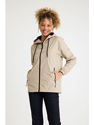 Kadın Içi Astarlı Suya Dayanıklı Kapüşonlu Yağmurluk
