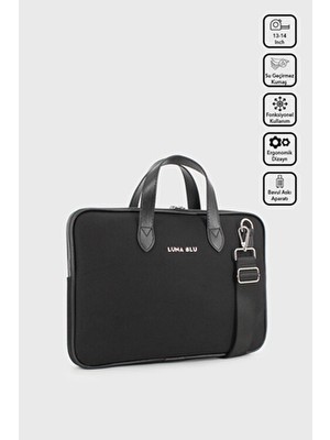 Lunablu 13-14" Inç Suni Deri Özellikli Laptop Çantası Su Geçirmez Kumaşla Şık ve Dayanıklı