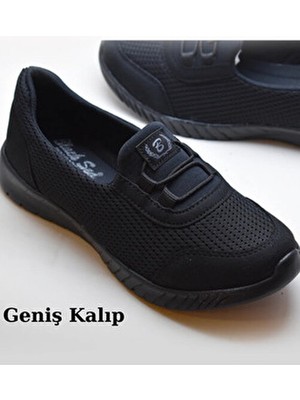 Shougo Kadın Ortopedik Taban Siyah Günlük Yürüyüş Ayakkabısı Hafif ve Nefes Alabilir