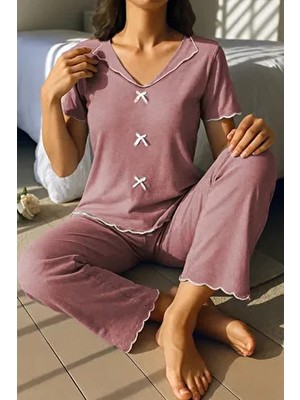 Bella Notte Gül Kurusu Pamuklu Pijama Takımı Erkek Cinsiyet İçin Kısa Kol Düz Desen