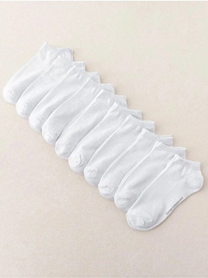 Çorap Çekmecesi Esnek Düz Desenli 10'lu Basic Beyaz Patik Çorap Kadınlar İçin Özel Tasarım