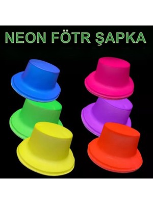 Neon Partisi Sarı Renk Plastik Fötr Şapka