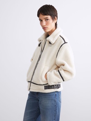 Lc Waikiki Yeni Sezon Kadın Ceket Yaka Düz Pelüş Mont