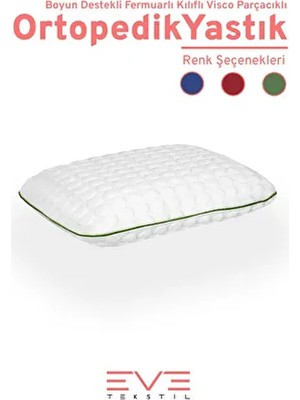 Kolajen Kumaş Boyun Destekli Visco Parçacıklı Fermuarlı Kılıflı Antialerjik Ortopedik Visco yastık