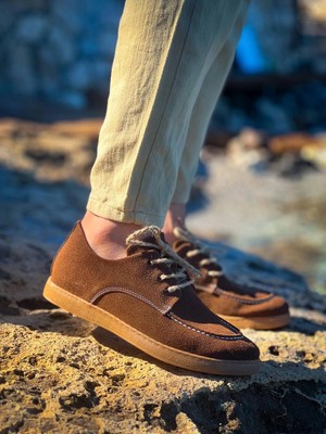 Zrk-X5 Kahve Süet Bağcıklı Günlük Erkek Casual Ayakkabı